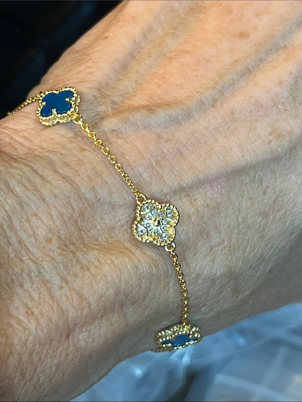 Gold and Black Clover Station Bracelet